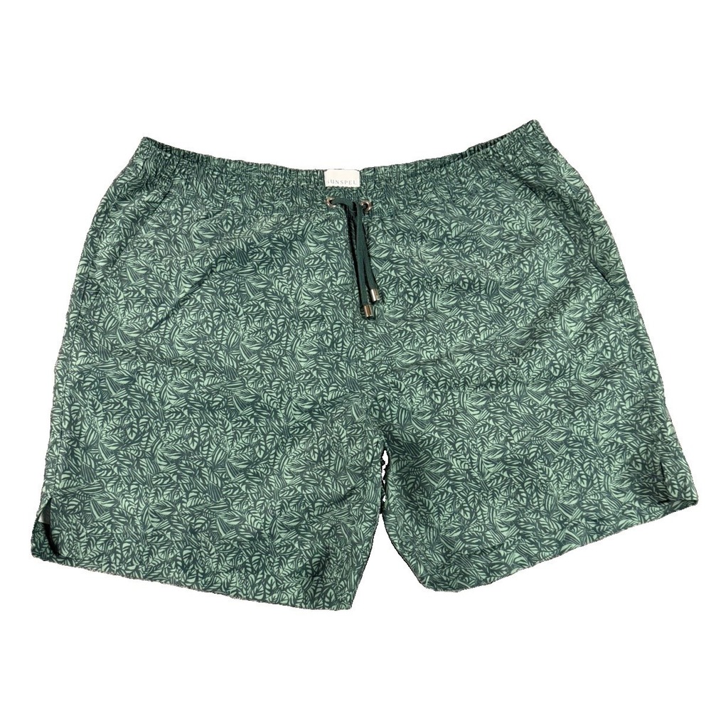 Sunspel England 1860 Swim Shorts Medium Floral Green Sustainable Lined Preppy